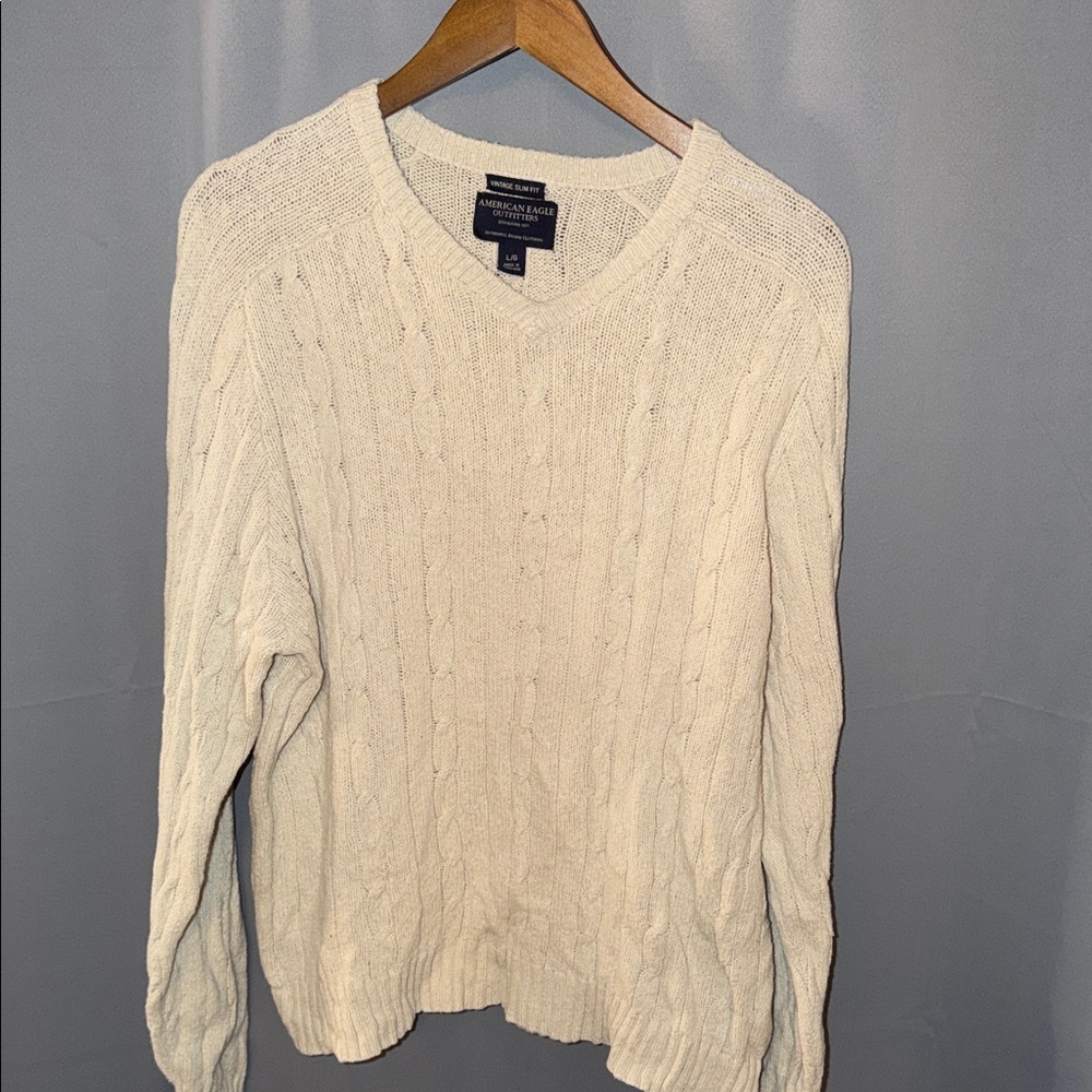 American Eagle Outfitters 92% Cotton 8% Wool blend Fisherman Sweater Size L